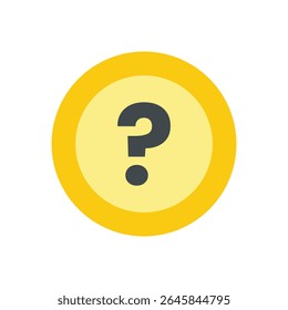 A simple yet striking graphic design features a bold question mark symbol centered within a circular frame.