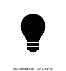 A simple yet striking illustration features a solid black light bulb against a clean white backdrop, symbolizing creativity, innovation, and the concept of bright ideas.