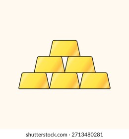 Una ilustración simple pero sorprendente de una pirámide de seis relucientes lingotes de oro, que simbolizan la prosperidad, la inversión y el valor económico.
