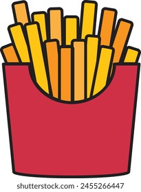 simple yet striking illustration of a serving of French fries in a red container, which is a quintessential symbol of fast food