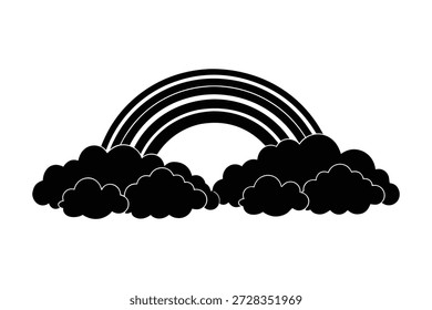 Uma imagem simples, mas impressionante, de um arco-íris arcando sobre nuvens inchadas em preto e branco