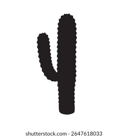 A simple, yet striking image of a Saguaro cactus in silhouette style against a clean white background.