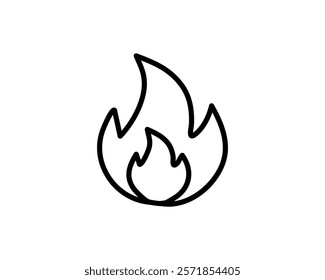 Simple yet striking line art illustration of a flame. Perfect for websites, apps, or presentations needing a bold visual element representing heat, energy, or passion.