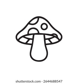 Simple yet striking mushroom illustration with bold outlines inviting imagination and a touch of nature's magic.