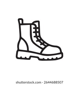 Um design simples, mas impressionante de um clássico boot de combate mostrando durabilidade e moda em sua forma essencial pronto para várias aplicações de design.