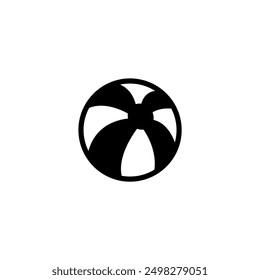 A simple yet striking silhouette of a beach ball against a bright, white background, capturing the fun and carefree spirit of summer.