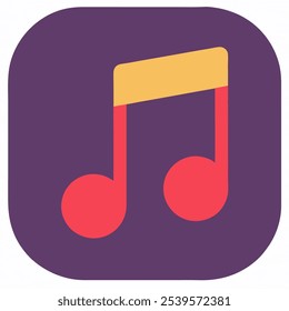 A simple yet stylish icon depicting a musical note, perfect for representing music, audio, or sound in your designs. The bold colors and rounded edges create a modern and playful feel.