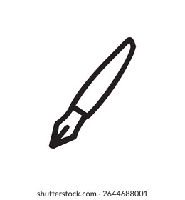 A simple yet stylish icon of a fountain pen design, perfect for representing writing, creativity, and classic tools.