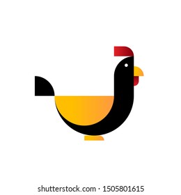 A simple yet unique chicken logo design/illustration. Build from some perfect circle. 