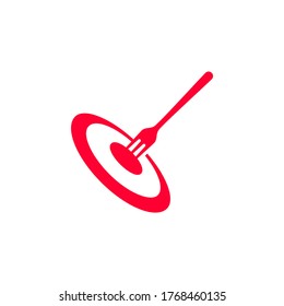 A simple yet unique logo design displaying a fork stuck in the target. This really unique for a food delivery. 