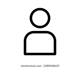 Simple yet versatile user icon.  Bold black outline on white background. Perfect for websites, apps, and presentations needing a clean, modern profile symbol.