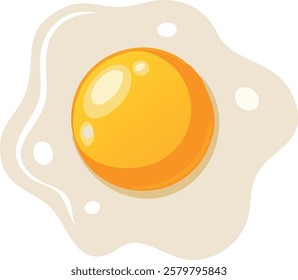 A simple yet vibrant illustration of a fried egg with a bright yellow yolk and a smooth, slightly irregular white. The yolk appears glossy, adding a realistic touch to this delicious breakfast staple