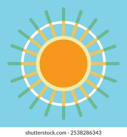 A simple yet vibrant illustration of a sun with radiating rays, perfect for adding a cheerful and warm touch to your designs. This graphic is ideal for summer-themed projects, branding.