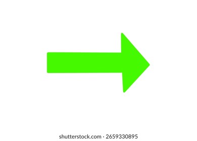 Simple yet visually striking, the image showcases a vibrant green arrow pointing to the right, rendered on a clean transparent background, making it adaptable to various design contexts.