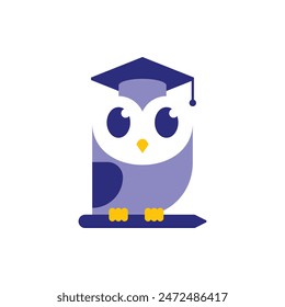 A simple yet youthful logo design featuring an owl with graduation cap and pen.