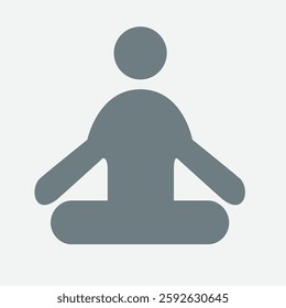 Simple yoga pose icon, representing flexibility, mindfulness, and physical wellness.