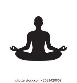 Simple Yoga Pose Silhouette - Vector Icon