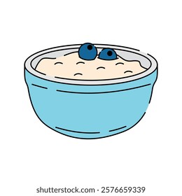 Simple yogurt in bowl vector illustration. Yogurt vector illustration in lineal color style isolated on a white background