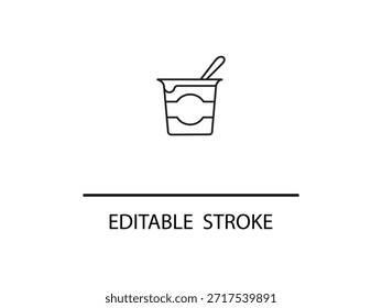 Simple yogurt cup icon with spoon for food or health themes.