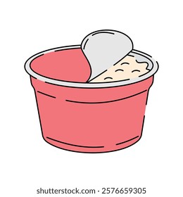Simple yogurt in plastic cup vector illustration. Yogurt vector illustration in lineal color style isolated on a white background