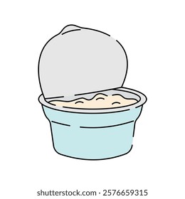 Simple yogurt in plastic cup vector illustration. Yogurt vector illustration in lineal color style isolated on a white background