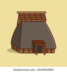Simple Yoshinogari Dwellings Ancient Japanese Settlement cartoon vector illustration Collection of Traditional House concept icon isolated