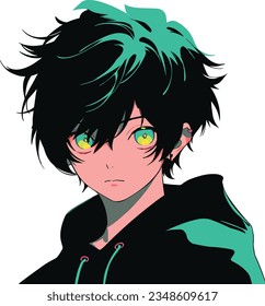 Simple young man anime style character vector illustration design