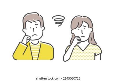 Simple young person (upper body)  gesture illustration
 |  stress, worry, confused