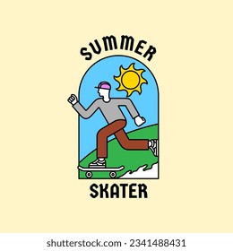 simple young skateboarder  illustration artwork