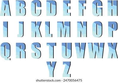 Simple A to Z Alphabet logo with different shades of blue and also having shadow eps file