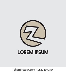 Simple Z Negative Space Initial Logo Concept Circle Icon Template