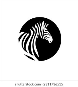 simple zebra head logo with black and white color pattern