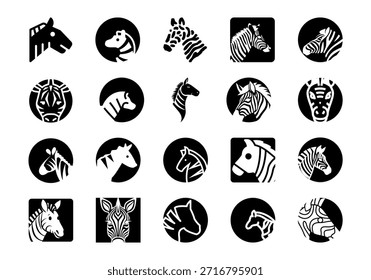 Simple Zebra Logo Icon Set