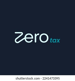 simple zero tax iconic logo business vector design concept for finance, bank and investment company with modern, elegant and logo type styles isolated on dark background. 