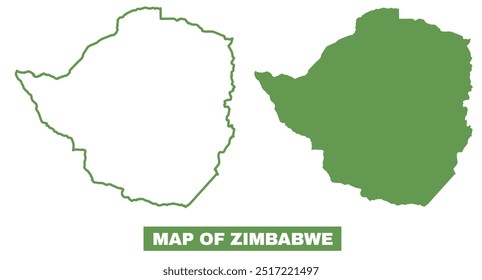 Simple Zimbabwe Outline Flat Map vector illustration set