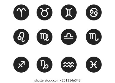 Simple zodiac icon vector collection. aries, taurus, gemini, leo, virgo, libra, scorpio, sagittarius, capricorn, pisces