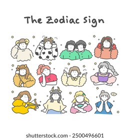 Simple Zodiac sign illustration (Twelve constellations)