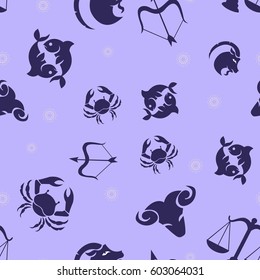 Simple zodiac signs seamless vector pattern