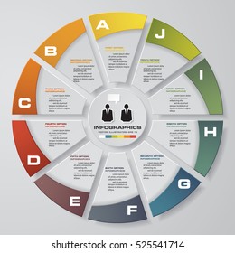 Simple&Editable 10 Steps chart diagrams template/graphic or website layout. Vector.