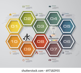 simple&editable 10 steps process. Simple&Editable abstract design element. Vector.