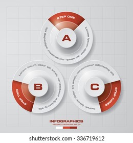 Simple&Editable 3 Steps chart diagrams template/graphic or website layout. Vector.