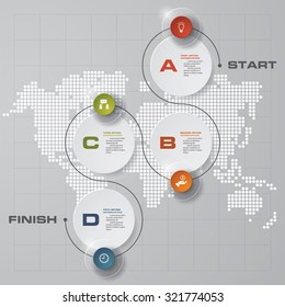 Simple&Editable 4 Steps chart diagrams template/graphic or website layout. Vector.