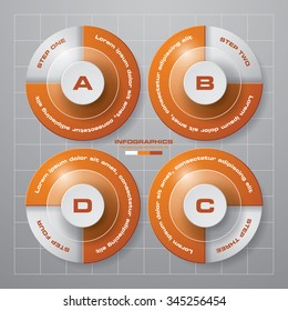 Simple&Editable 4 Steps chart diagrams template/graphic or website layout. Vector.
