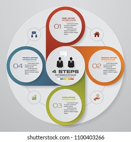 Simple&editable 4 steps process. Simple&Editable abstract design element. Vector.