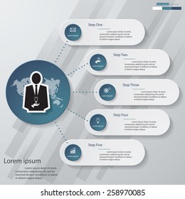 Simple&Editable 5 Steps chart diagrams template/graphic or website layout. Vector.