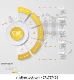 Simple&Editable 5 Steps chart diagrams template/graphic or website layout. Vector.