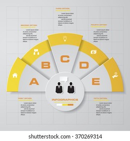 Simple&Editable 5 Steps chart diagrams template/graphic or website layout. Vector.