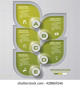 Simple&Editable 5 Steps chart diagrams template/graphic or website layout. Vector.