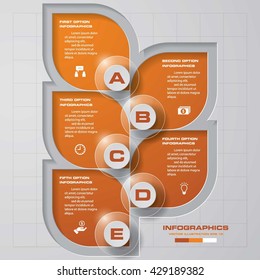 Simple&Editable 5 Steps chart diagrams template/graphic or website layout. Vector.