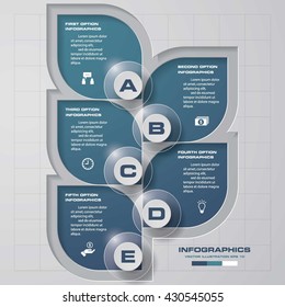 Simple&Editable 5 Steps chart diagrams template/graphic or website layout. Vector.